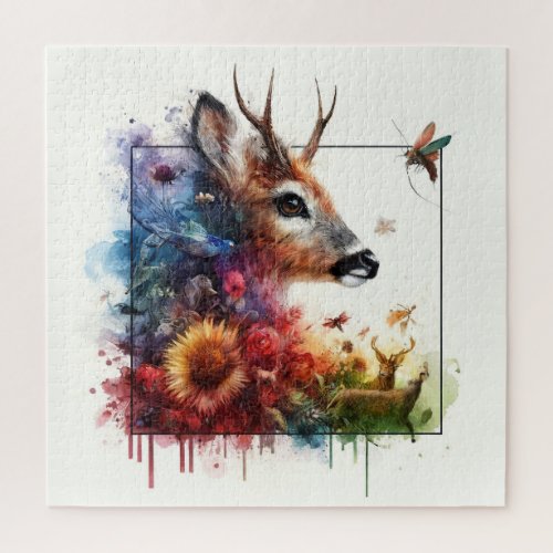 Enchanted Forest Portrait The Deers Realm _ Water Jigsaw Puzzle