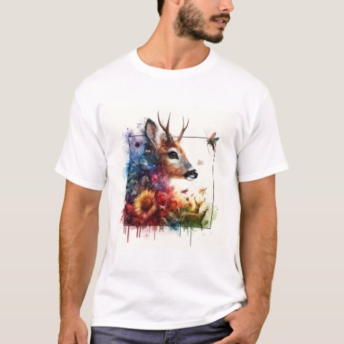 Enchanted Forest Portrait The Deers Realm _ Water T_Shirt