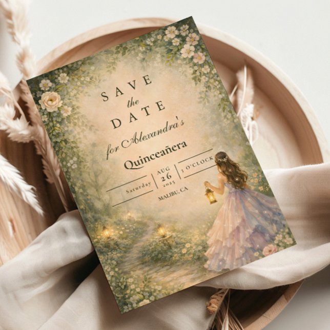 Enchanted Forest Princess Quinceañera Save The Date (Creator Uploaded)
