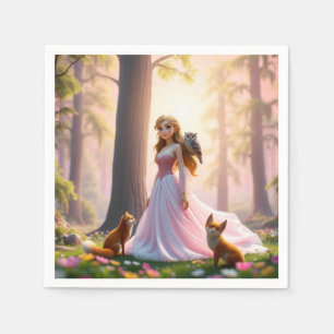 Enchanted Forest Princess with Animal Companions Napkins
