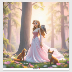 Enchanted Forest Princess with Animal Companions Sticker