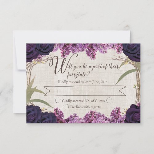 Enchanted Forest Purple Fairytale Wedding RSVP