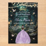 Enchanted Forest Purple Lilac Dress Quinceañera Acrylic Invitations<br><div class="desc">Personalize this enchanting Quinceañera / Sweet 16 birthday acrylic invitation easily and quickly. Simply click the Edit Using Design Tools button to further edit the text, change font styles and font colors. Featuring a girl dressed in a purple lilac dress and an enchanted forest background. The butterflies, quince girl and...</div>