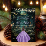 Enchanted Forest Purple Lilac Dress XV Quinceañera Invitation<br><div class="desc">Personalize this enchanting Quinceañera / Sweet 16 birthday invitation easily and quickly. Simply click the Edit Using Design Tools button to further edit the text, change font styles and font colors. Featuring a girl dressed in a purple lilac dress and an enchanted forest background. The butterflies, quince girl and crown...</div>