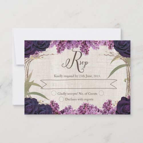 Enchanted Forest Purple Wedding RSVP Card