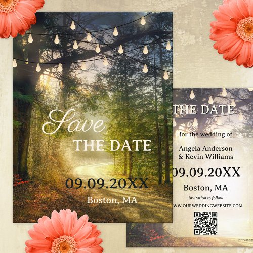Enchanted Forest QR Save the Date Postcard