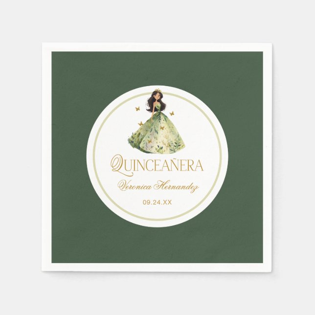 Enchanted Forest Quinceanera Birthday  Napkins (Front)