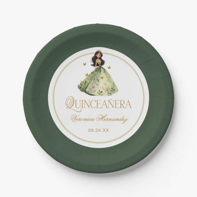 Enchanted Forest Quinceanera Birthday  Paper Plates (Front)
