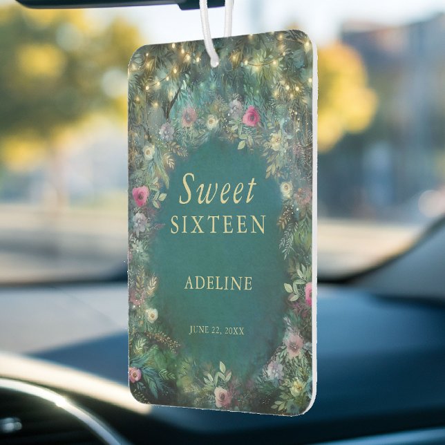 Enchanted Forest Rose Greenery Fairy Woodland RSVP Air Freshener (enchanted forest personalized air freshner party favor wild roses wildflower floral emerald gold)