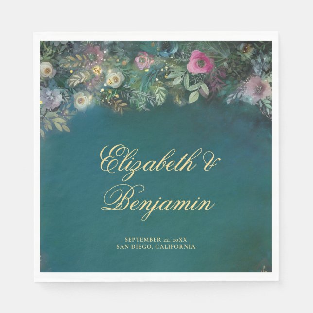 Enchanted Forest Roses Fairy Tale Elegant Wedding Napkins (Front)