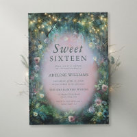 Enchanted Forest Roses Misty Pink Green Sweet 16