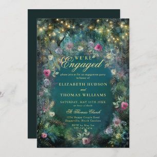 Enchanted Forest Roses Woodland Engagement Party Invitation