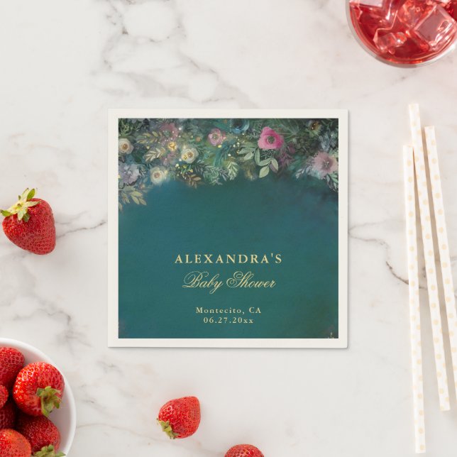 Enchanted Forest Roses Woodland Magic Baby Shower Napkins (Insitu)