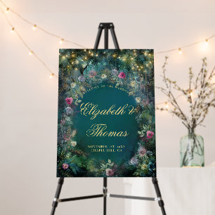Enchanted Forest Roses Woodland Wedding Welcome Foam Board