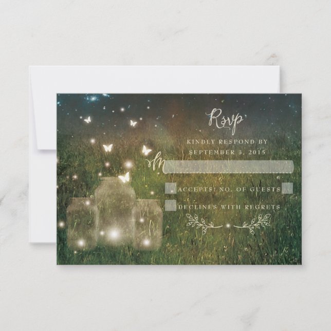 Enchanted Forest Rustic Mason Jar RSVP Card (Front)