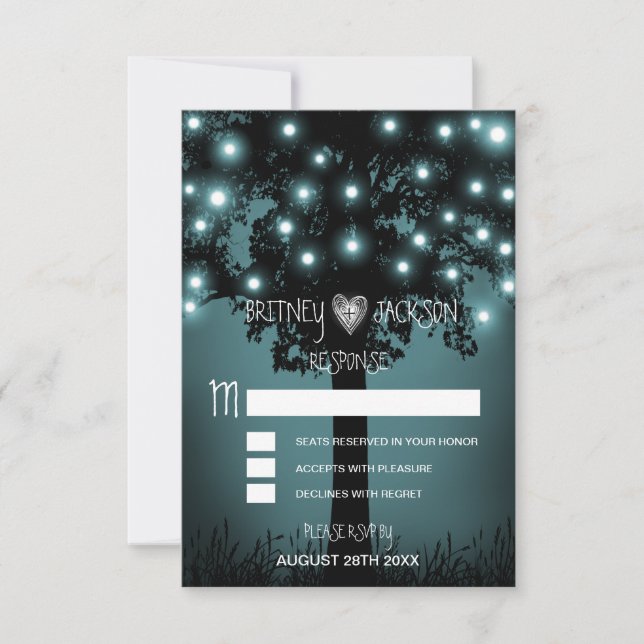 Enchanted Forest Rustic Tree Wedding RSVP Cards (Front)