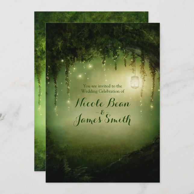Enchanted Forest Rustic Wedding Invitations (Front/Back)