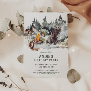 Enchanted Forest Rustic Woodland Boy 1st Birthday Invitation
