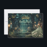 Enchanted Forest Sage Green Dress Quinceañera  RSVP Card<br><div class="desc">Personalize this enchanting Quinceañera / Sweet 16 birthday RSVP card easily and quickly. Simply click the Edit Using Design Tools button to further edit the text, change font styles and font colors. Featuring a girl dressed in a sage green dress and an enchanted forest background. The butterflies, quince girl and...</div>