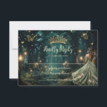 Enchanted Forest Sage Green Dress Quinceañera  RSVP Card<br><div class="desc">Personalize this enchanting Quinceañera / Sweet 16 birthday RSVP card easily and quickly. Simply click the Edit Using Design Tools button to further edit the text, change font styles and font colors. Featuring a girl dressed in a sage green dress and an enchanted forest background. The butterflies, quince girl and...</div>