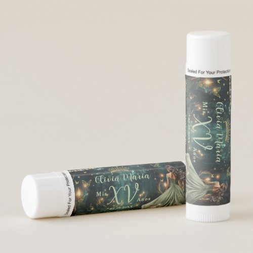 Enchanted Forest Sage Green Quinceanera Favors Lip Balm