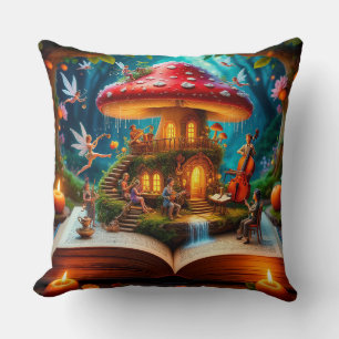 Enchanted Forest Setting With Fairies Throw Pillow