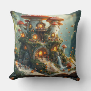 Enchanted Forest Setting With Fairies Throw Pillow