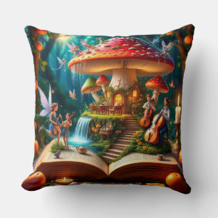 Enchanted Forest Setting With Fairies Throw Pillow