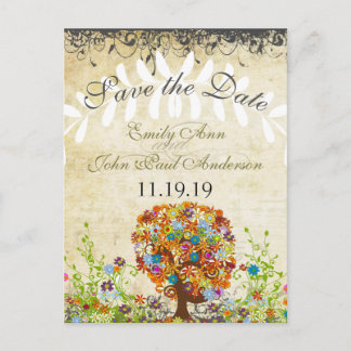 Enchanted Forest Side Branch Wedding Announcement Postcard