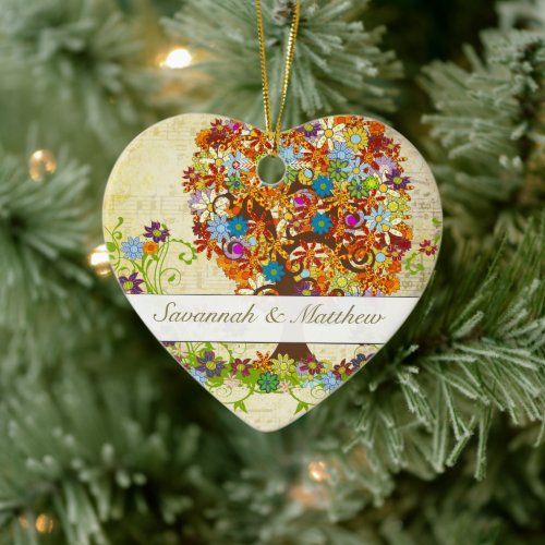 Enchanted Forest Side Branch Wedding Ceramic Ornament