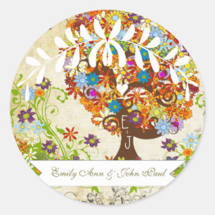 Enchanted Forest Side Branch Wedding Classic Round Sticker