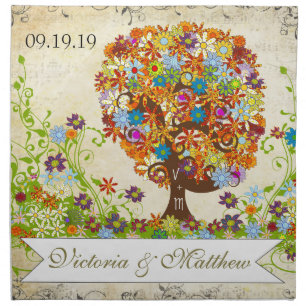 Enchanted Forest Side Branch Wedding Cloth Napkin