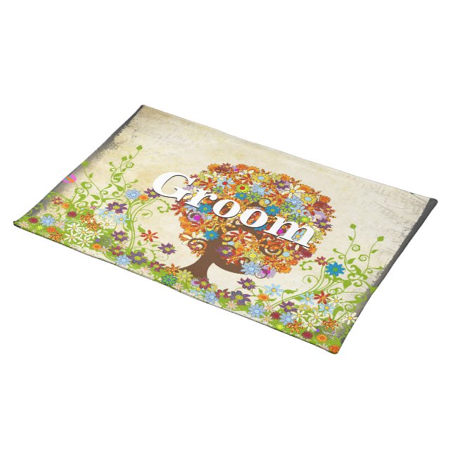 Enchanted Forest Side Branch Wedding Cloth Placemat (On Table)
