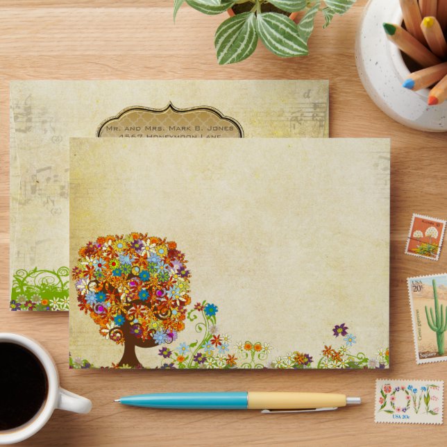 Enchanted Forest Side Branch Wedding Envelope (Desk)