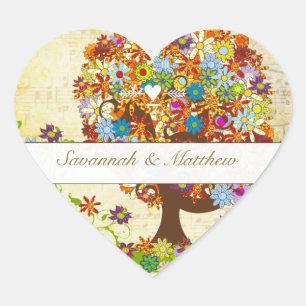 Enchanted Forest Side Branch Wedding Heart Sticker