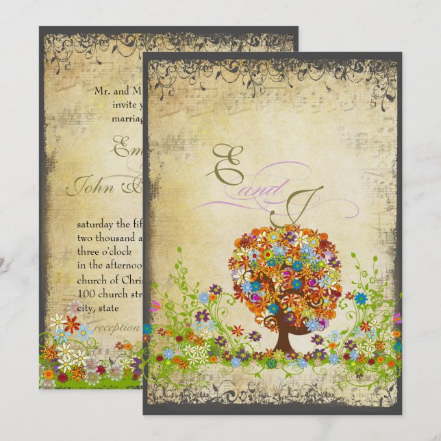 Enchanted Forest Side Branch Wedding Invitations (Front/Back)