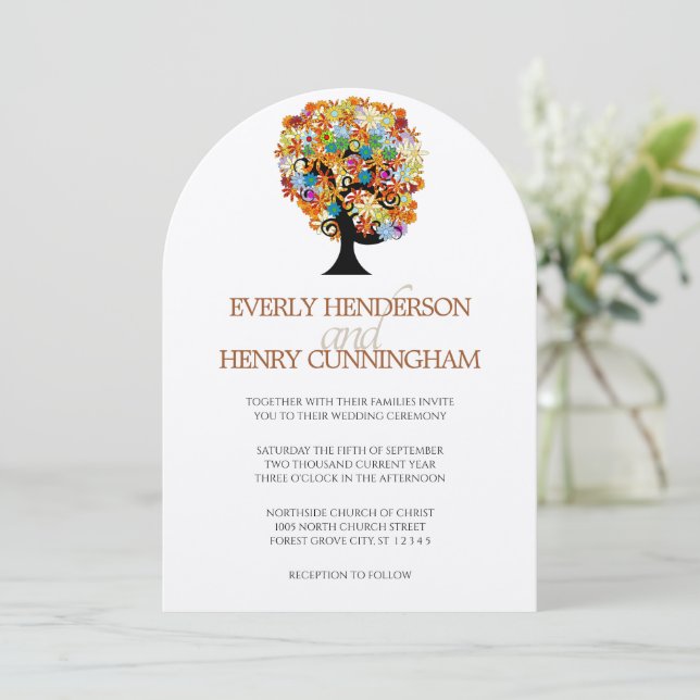 Enchanted Forest Side Branch Wedding Invitations (Standing Front)