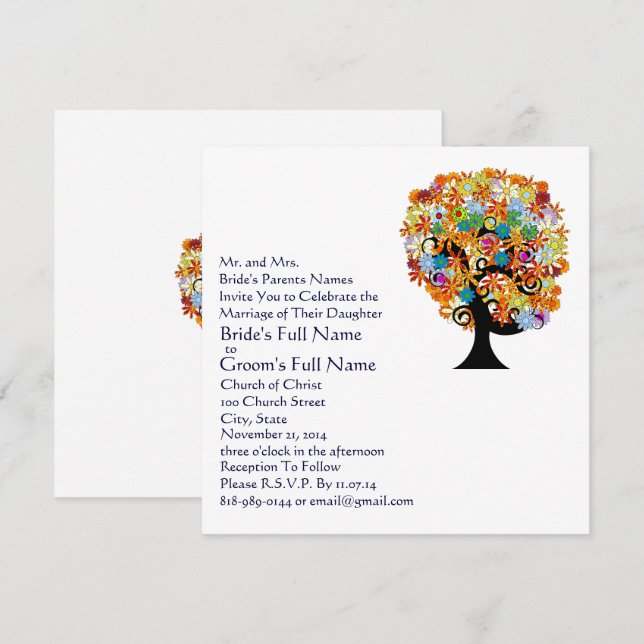 Enchanted Forest Side Branch Wedding Invitations (Front/Back)