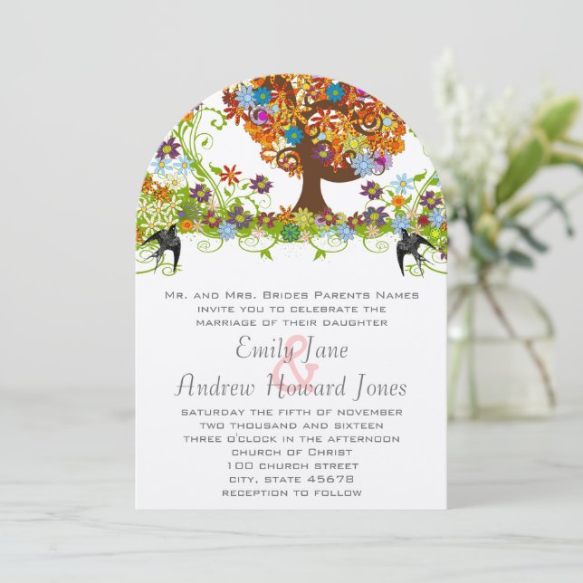Enchanted Forest Side Branch Wedding Invitations (Standing Front)