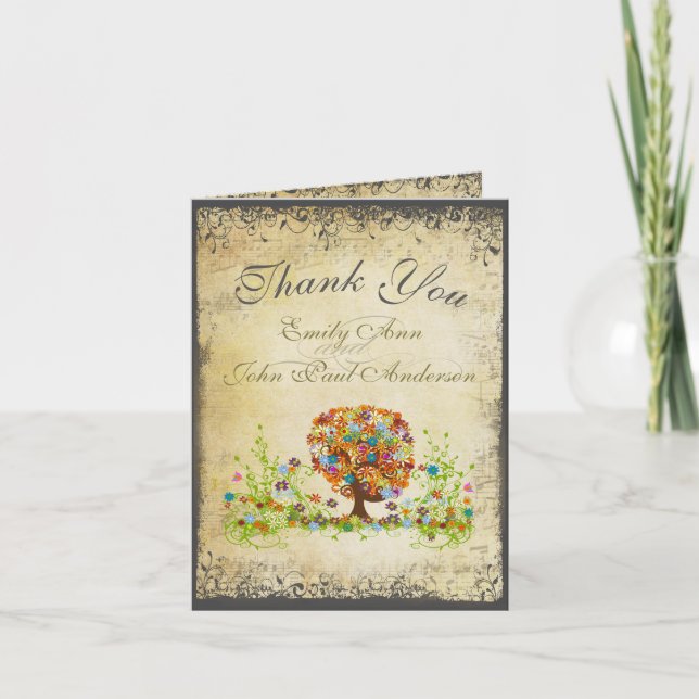 Enchanted Forest Side Branch Wedding Letterpress Thank You Card (Front)