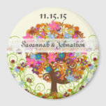 Enchanted Forest Side Branch Wedding Magnet<br><div class="desc">Earth tones with a brown trunk Folksy Flower Tree Whimsical Wildflower Bloom Wedding Collection with all the colors: Pink Terracotta Orange Coral Yellow Elegance and Blue Flowers Wedding Party. Picture a spring, summer or fall romantic whimsical swirl tree in an enchanted forest along an elegant country farmhouse road. Oh so...</div>