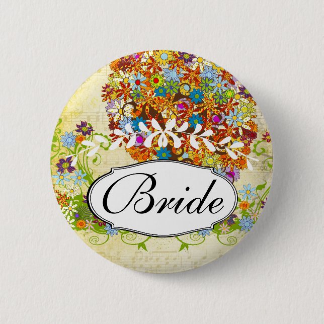 Enchanted Forest Side Branch Wedding Pinback Button (Front)
