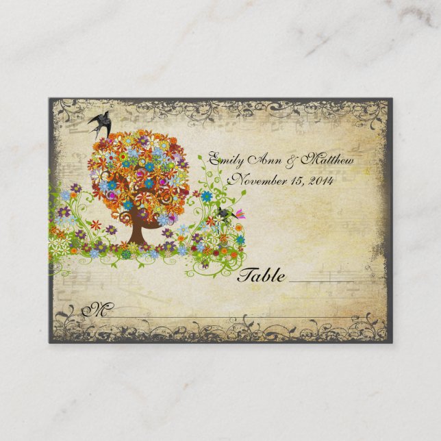 Enchanted Forest Side Branch Wedding Place Card (Front)