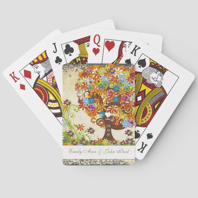 Enchanted Forest Side Branch Wedding Poker Cards (Back)