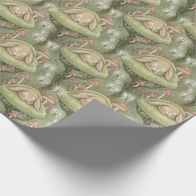 Enchanted forest sleepy bunny wrapping paper