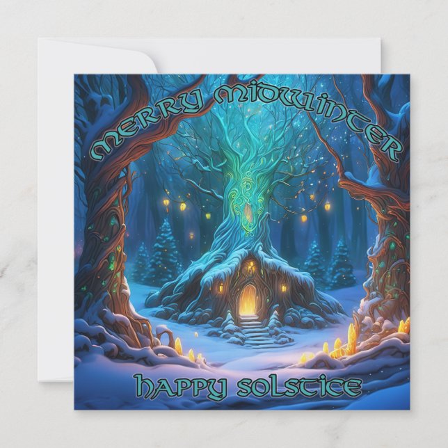 Enchanted Forest Solstice Celebration Holiday Card (Front)