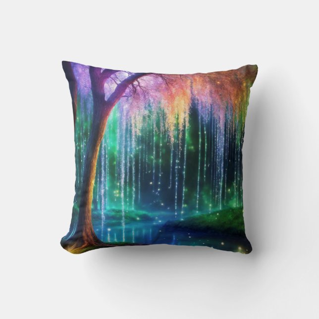 Enchanted Forest Sparkling Tree Throw Pillow (Front)