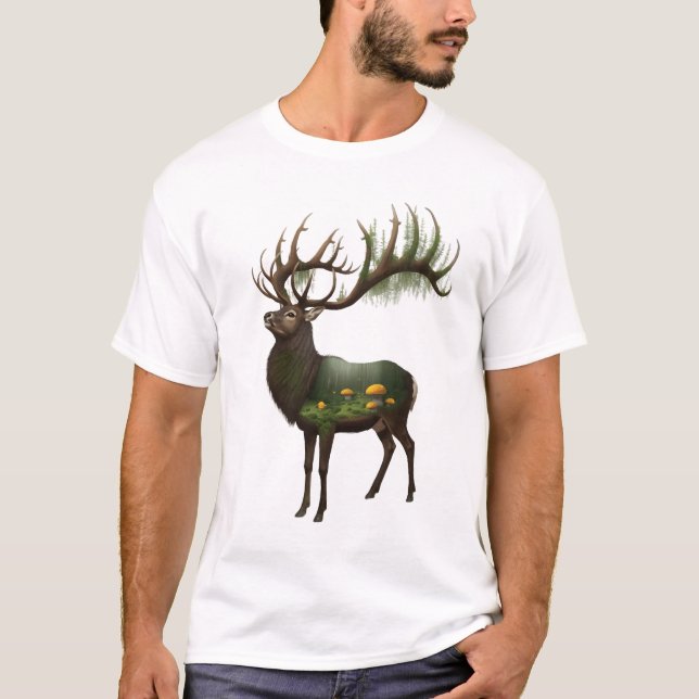 "Enchanted Forest" Stag Graphic Tee – Double-Expos (Front)