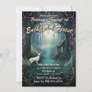 Enchanted Forest Stag Sweet 16 Invitations