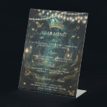 Enchanted Forest Starry Night Quinceanera Bar Menu Pedestal Sign<br><div class="desc">Personalize this enchanted forest Bar Menu sign easily and quickly. Simply click the customize it further button to edit the texts, change fonts and fonts colors. Featuring an enchanted forest background, butterflies and fairy lights. The butterflies and crown are movable, resizable, multipliable and removable. Customize it to suit your occasion....</div>